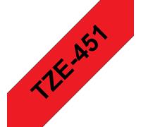 Brother Ruban TZe-451 pour étiqueteuse - 24 mm x 8 m - Noir sur Rouge