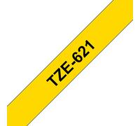 Brother Ruban TZe-621 pour étiqueteuse - 9 mm x 8 m - Noir sur Jaune