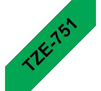Brother Ruban TZe-751 pour étiqueteuse - 24 mm x 8 m - Noir sur Vert