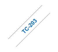 Brother TC-203 Ruban d'étiquettes laminé 12mm Bleu sur Blanc - Longueur 7.7m - Compatible Brother P-touch PT8E, PT500, PT2000, PT3000, PT5000