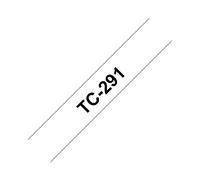 Brother TC-291 Ruban d'étiquette Noir sur Blanc 9mm x 7.7m Laminé, Compatibilité P-touch PT8E, PT500, PT2000, PT3000, PT5000, usage intérieur/extérieur
