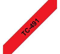 Brother TC-491 ruban d'étiquette Noir sur rouge