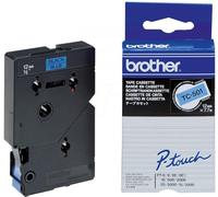 Brother TC-501 | cassette à ruban originale pour étiqueteuse | Noir sur Bleu | 12 mm