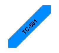 Brother TC-501 Ruban d'étiquetage 12mm Noir sur Bleu Laminé 7.7m Compatible P-touch PT2000, PT3000, PT500, PT5000, PT8E - Fabriqué au Japon