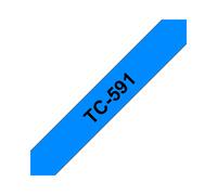 Brother TC-591 Ruban d'étiquettes 9mm Noir sur Bleu Laminé (7,7m) - Type TC - Compatibilité P-touch PT2000, PT3000, PT500, PT5000, PT8E