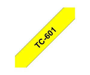 Brother TC-601 Ruban d'étiquette 12mm Noir sur Jaune Laminé 7.7m, Compatible P-touch, Type TC, Pays d'origine Japon