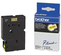 Brother TC601 TC-601 Cartouche de ruban - laminé, 12 mm x 7,7 m, noir sur jaune