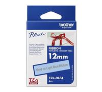 Brother Textiles TZe-RL34 Ruban encreur doré sur bleu clair Largeur 12 mm Longueur 4 m