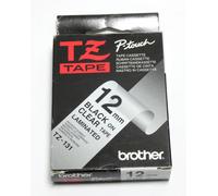 BROTHER TZ 131 TAPE P-TOUCH ORIGINAL RUBAN CASSETTE 12mm BLACK ON CLEAR / NEUF