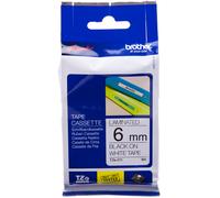 Brother Ruban laminé TZe-211 – 6 mm Noir sur blanc, 8 m