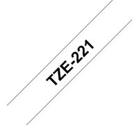 Brother TZ221 - Noir sur blanc - Rouleau (0,9 cm x 8 m) ruban laminé - pour P-Touch PT-1010, 1080, 1090, 1230, 1290, 18, 2100, 2110, 2430, 3600, 7100, 9800, PT-GL-200