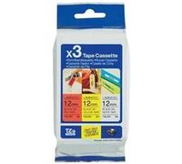 Accessoire imprimante Brother TZ31M3 - Noir sur rouge, noir sur blanc, noir sur jaune - Rouleau (1,2 cm x 8 m) 3 cassette(s) ruban laminé - pour P-Touch PT-1005, 1080, 1090, 1230,