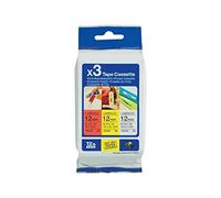 Accessoire imprimante Brother TZ31M3 - Noir sur rouge, noir sur blanc, noir sur jaune - Rouleau (1,2 cm x 8 m) 3 cassette(s) ruban laminé - pour P-Touch PT-1005, 1080, 1090, 1230,