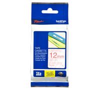 Brother Ruban TZe-132 – 12 mm – Rouge sur transparent