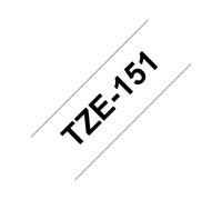 Brother TZe-151 : Ruban laminé 24mm Noir sur transparent, 8m. Technologie Transfert Thermique, résistant UV/eau/chimique. Compatibilité P-Touch.