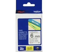 Brother Ruban laminé TZe-211 – 6 mm Noir sur blanc, 8 m