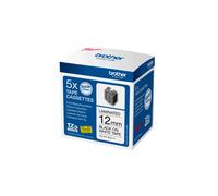 Brother Ruban laminé TZe-231 – 1 cassette – 1,2 cm x 8 m – Pack de 5