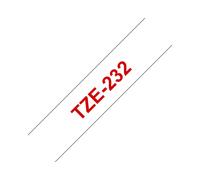 Brother TZe-232 : Ruban d'étiquettes laminé 1,2cm Rouge sur Blanc, 8m. Compatible Brother P-touch, cassette TZe standard.
