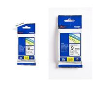 Brother TZe-241 | Ruban Original Laminé | 18 Mm | Noir sur Blanc | 8M & TZe-221 | Ruban original Laminé | Noir sur fond Blanc | 8M | 9 mm