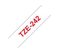 Brother TZe-242 Ruban d'Étiquette Laminé 18mm Rouge sur Blanc, 8m, Transfert Thermique, Résistant UV/Eau/Produits Chimiques, Compatible PT-2100VP et Séries