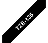 Brother TZe-335 - Adhésif standard - blanc sur noir - Rouleau (1,2 cm x 8 m) 1 cassette(s) ruban laminé - pour Brother PT-D210, D600, H110; P-Touch PT-1005, D200, D450, E550, H105, H110, P300, P900