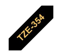 Brother TZe-354 : Ruban d'étiqueteuse 24mm Or sur Noir Laminé - Transfert Thermique, 8m de Long, Résistant UV/Eau/Huile/Produits Chimiques, Compatible P-touch
