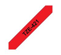 Brother TZe-421 Ruban d'étiquettes Laminé 9mm Noir sur Rouge 8m, Cassette TZe pour Étiqueteuses Brother, Usage Intérieur/Extérieur