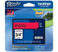Brother Ruban original laminé TZe-441 - 18 mm noir sur fond rouge, 8 m