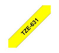 Brother TZe-631 Ruban d'Étiquette Laminé 12mm Noir sur Jaune - Longueur 8m - Type TZe - Compatible Étiqueteuses Brother P-Touch