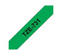Brother TZe-731 - (12 mm) - Noir sur vert - Ruban