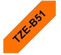 Brother TZe-B51 - Adhésif standard - noir sur orange fluorescent - Rouleau (2,4 cm x 5 m) 1 cassette(s) ruban laminé - pour Brother PT-D600; P-Touch PT-3600, D800, E500, E550, P750, P900; P-Touch Cube