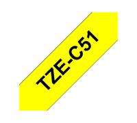 Brother TZe-C51 Ruban Laminé 24mm Noir/Jaune Fluorescent - Transfert Thermique, Résistant UV/Eau/Produits Chimiques, Longueur 5m, Compatibilité PT-2430PC etc.