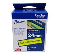 BROTHER TZe-C51 Ruban Laminé Noir Sur Jaune Flu P-Touch 200/340 (24mmX5mt)