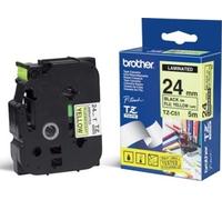 Brother - TZe-C51, signal jaune / noir (24mm)