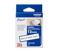 Brother TZe-FA3 | Ruban original Textile Thermocollant |12 mm | Bleu sur fond Blanc | 3M