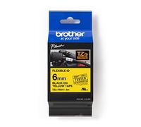 Brother TZe-FX611 | Ruban original Laminé flexible | 6 mm | Noir sur fond Jaune | 8M