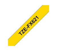 Brother TZe-FX621 Ruban d'étiquettes 9mm Noir sur Jaune, Laminé, Adhésif Spécial Câbles & Surfaces Cylindriques, Longueur 8m, Compatible P-Touch