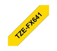 Brother TZE-FX641 Ruban Étiquette Noir sur Jaune 18mm x 8m, Adhésif Flexible TZ, pour Câbles & Surfaces Cylindriques, Laminé, Compatible P-touch