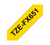 Brother TZE-FX651 Ruban Flexible 24mm Noir sur Jaune TZ, Longueur 8m, Transfert Thermique, Compatible Surfaces Coudées et Câbles