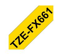 Brother TZe-FX661 : Ruban d'étiqueteuse TZ 36mm Noir sur Jaune, 8m. Adhésif spécial câbles, tubes PVC et surfaces cylindriques. Laminé, résistant.