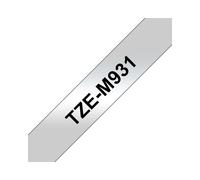 Brother TZe-M931 Ruban d'étiqueteuse 12mm Noir sur Argent Mat Laminé - 8m, Compatibilité Brother P-touch, Type de bande TZe