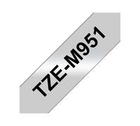 Brother TZe-M951 Ruban Étiqueteuse Noir sur Argent Mat 24mm x 8m, Laminé, Compatible Brother, Technologie Anti-Altération, Largeur 28mm