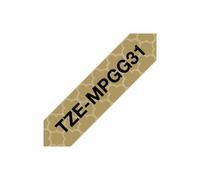 Brother - Ruban d'étiquetage TZe-MPGG31 - Noir sur or (motif géométrique) 12 mm x 4 m