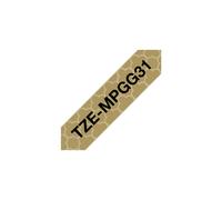 Brother TZe-MPGG31 Ruban Laminé Noir sur Or 12mm x 4m - Transfert Thermique - Compatible PT-1000, PT-D210VP, PT-P700, PT-P950NW etc.