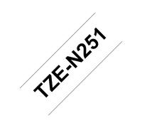 Brother TZe-N251 : Ruban d'étiqueteuse TZ Non Laminé 24mm Noir sur Blanc - Longueur 8m - Compatible Étiqueteuses Brother - Référence Fabricant TZE-N251