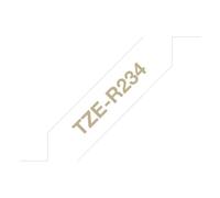 Brother Ruban d'étiquetage textile non laminé TZe-R234 12 mm blanc lettres or 4 m
