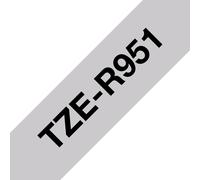 Brother Ruban adhésif textile TZe-R951 – Noir sur argent 24 mm x 4 m (pour P-touch)