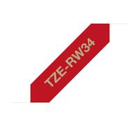Brother Ruban d'étiquetage textile non laminé TZe-RW34 12 mm vin rouge police or 4 m