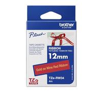Brother Ruban d'étiquetage textile non laminé TZe-RW34 12 mm vin rouge police or 4 m