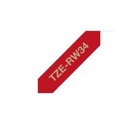 Brother TZe-RW34 Ruban TZe Doré sur Rouge 12mm x 4m pour Étiqueteuse P-Touch (Compatibilité: PT-1000, GL-100, PT-D210VP, PT-P700...) Transfert Thermique